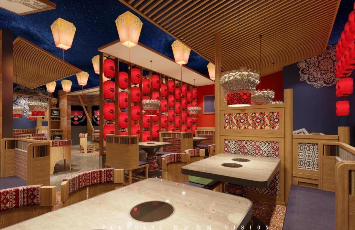 民族元素餐飲店設(shè)計(jì)效果圖
