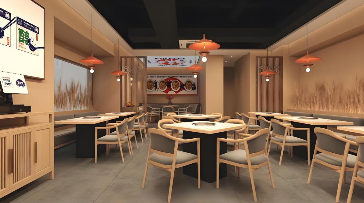 酸菜魚小型餐飲店裝修設(shè)計(jì)效果圖
