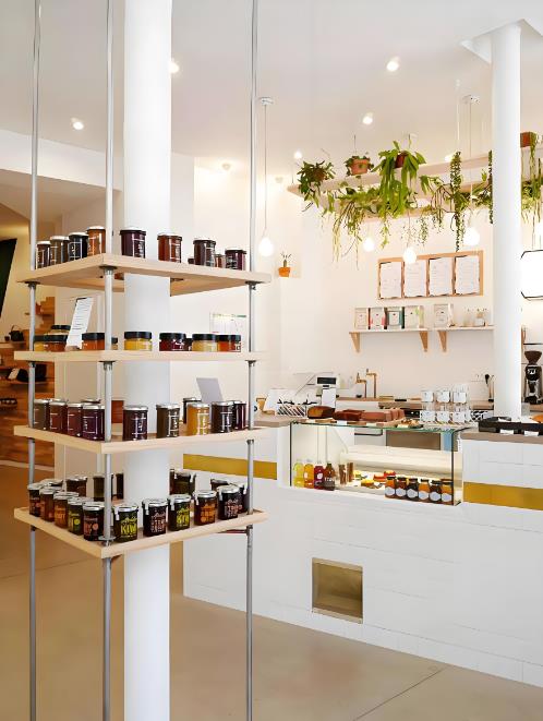 甜品店裝修設(shè)計，清新ins風(fēng)原木系咖啡甜品店